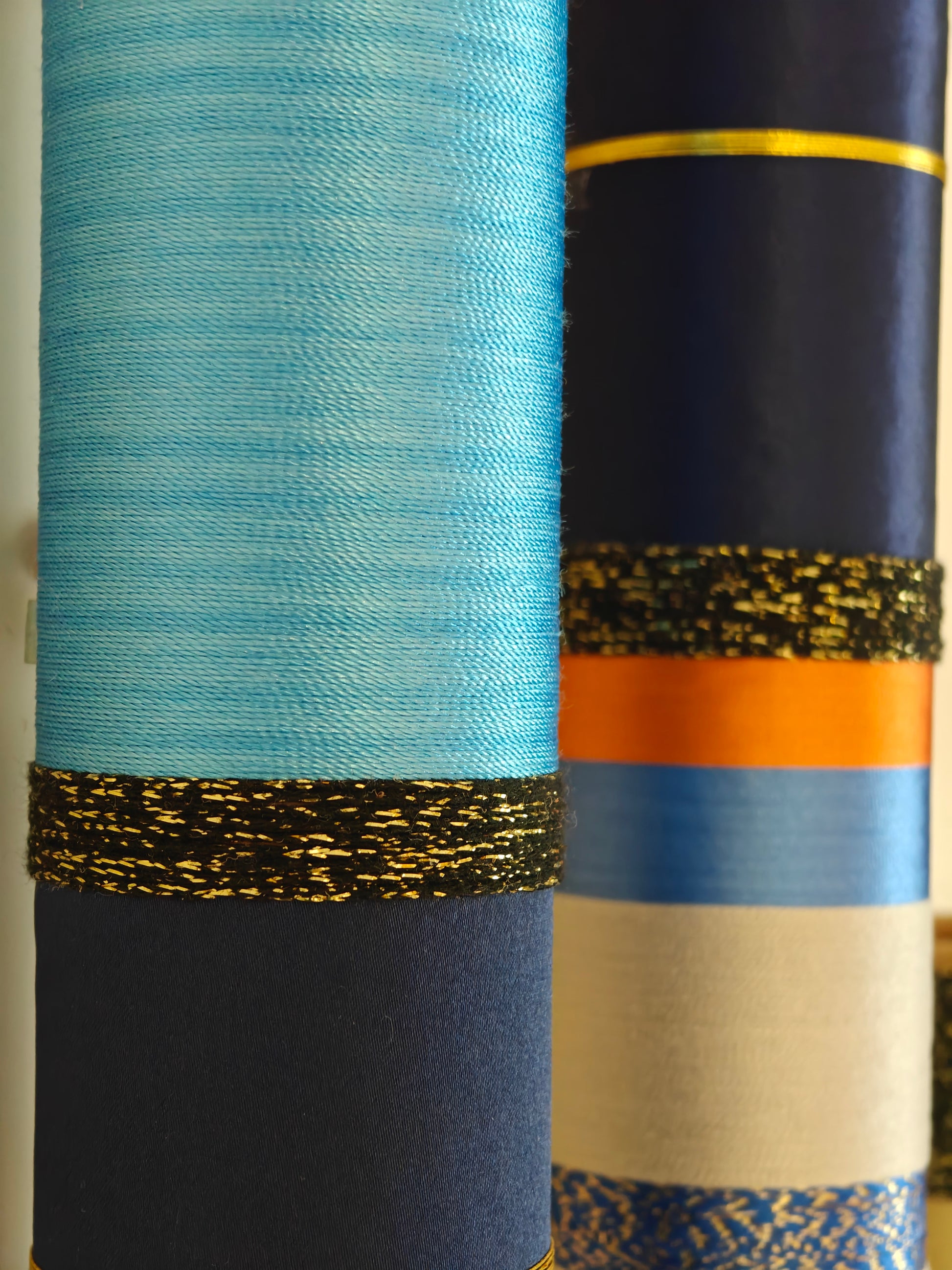 Azure Horizon Handmade Tube Wall Sculpture — 3-Piece Set