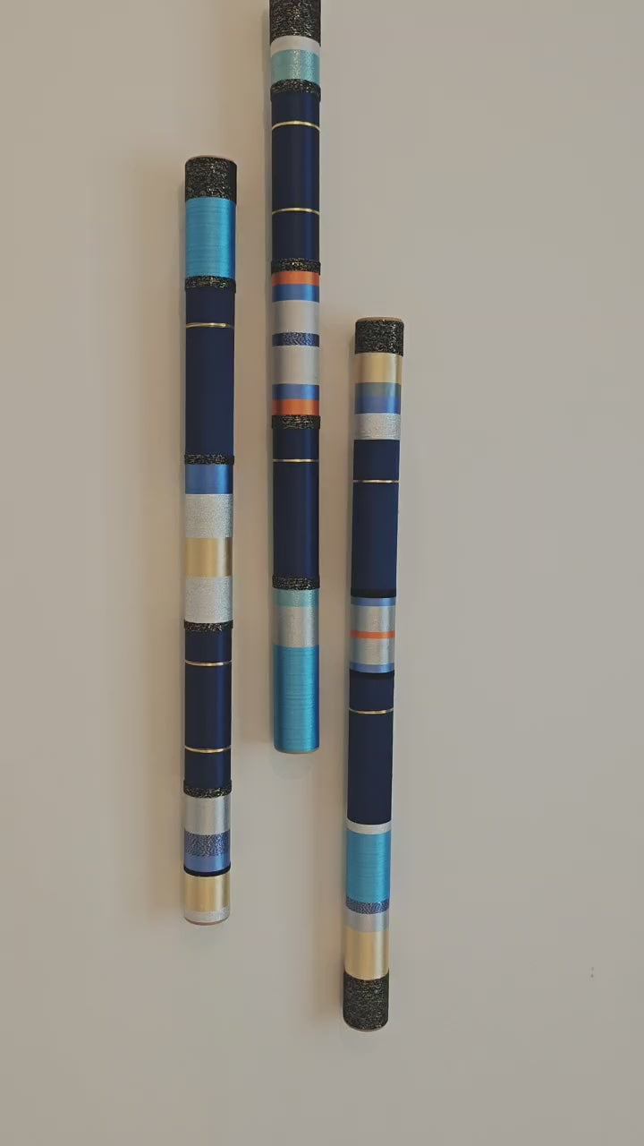 Azure Horizon Handmade Tube Wall Sculpture — 3-Piece Set