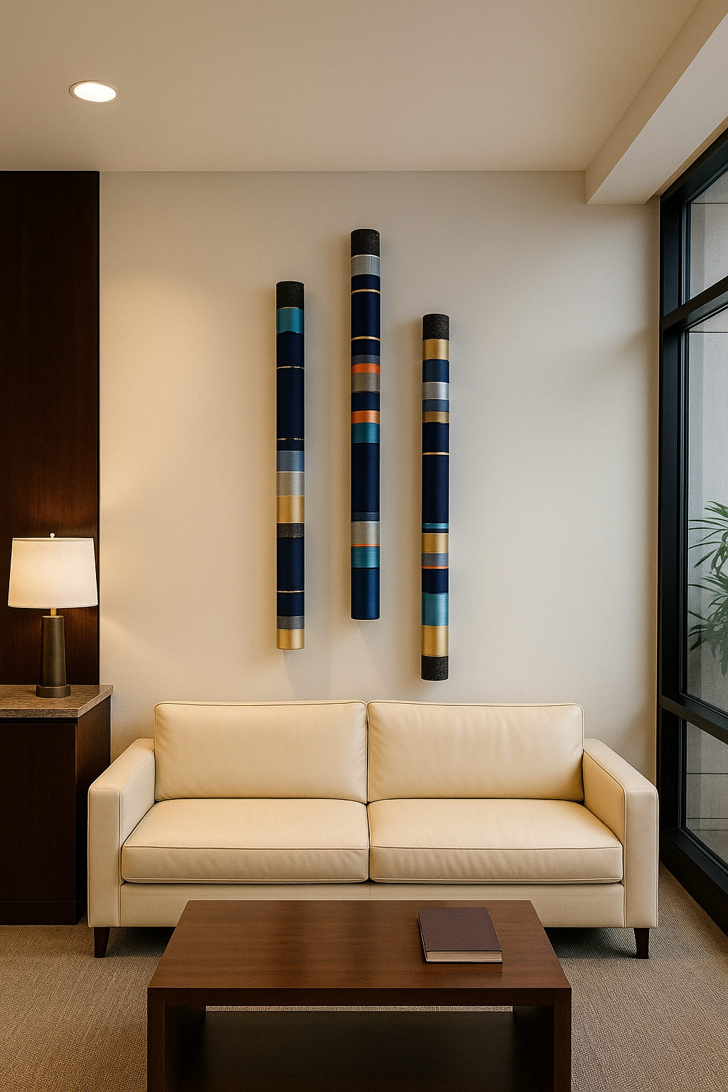 Azure Horizon Handmade Tube Wall Sculpture — 3-Piece Set