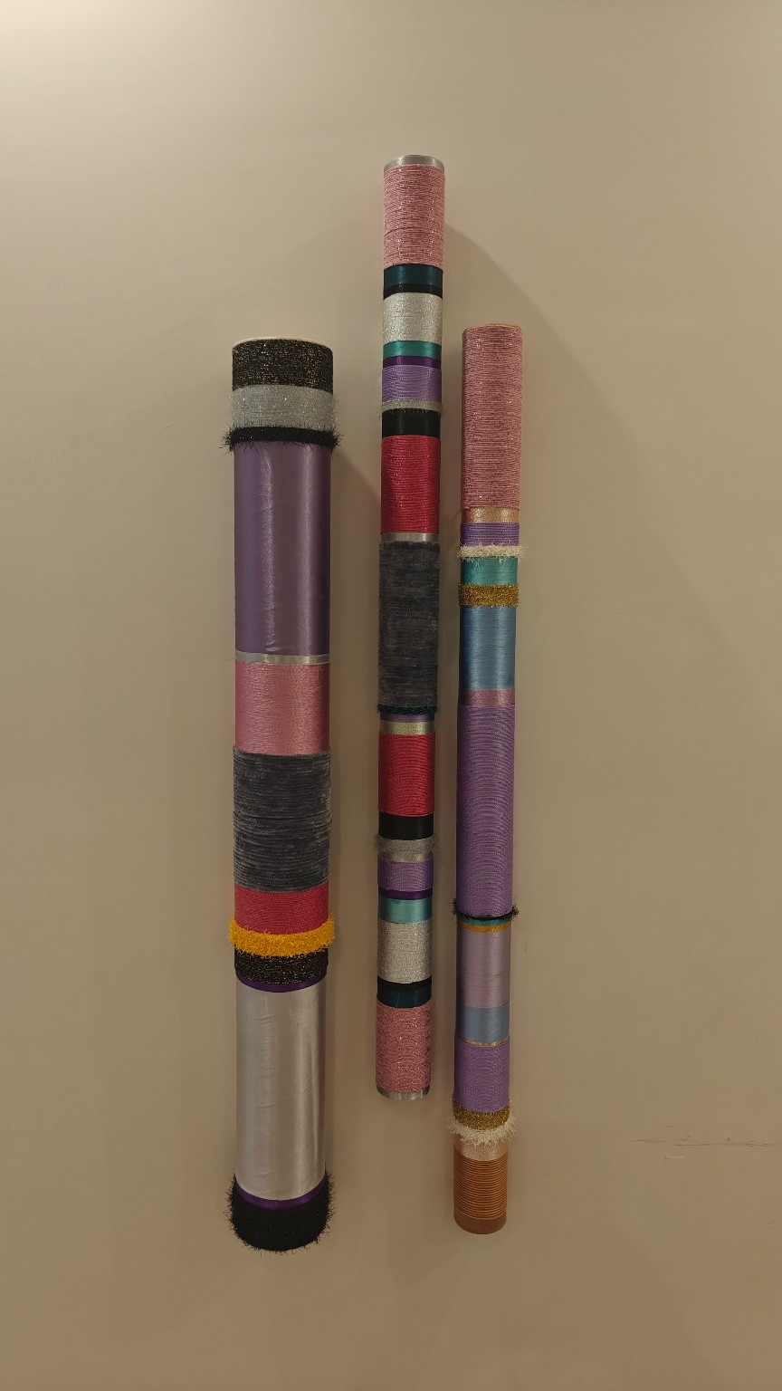 Electric Bloom Trio | Complete Set of 3 Hand-Wrapped Wall Sculptures