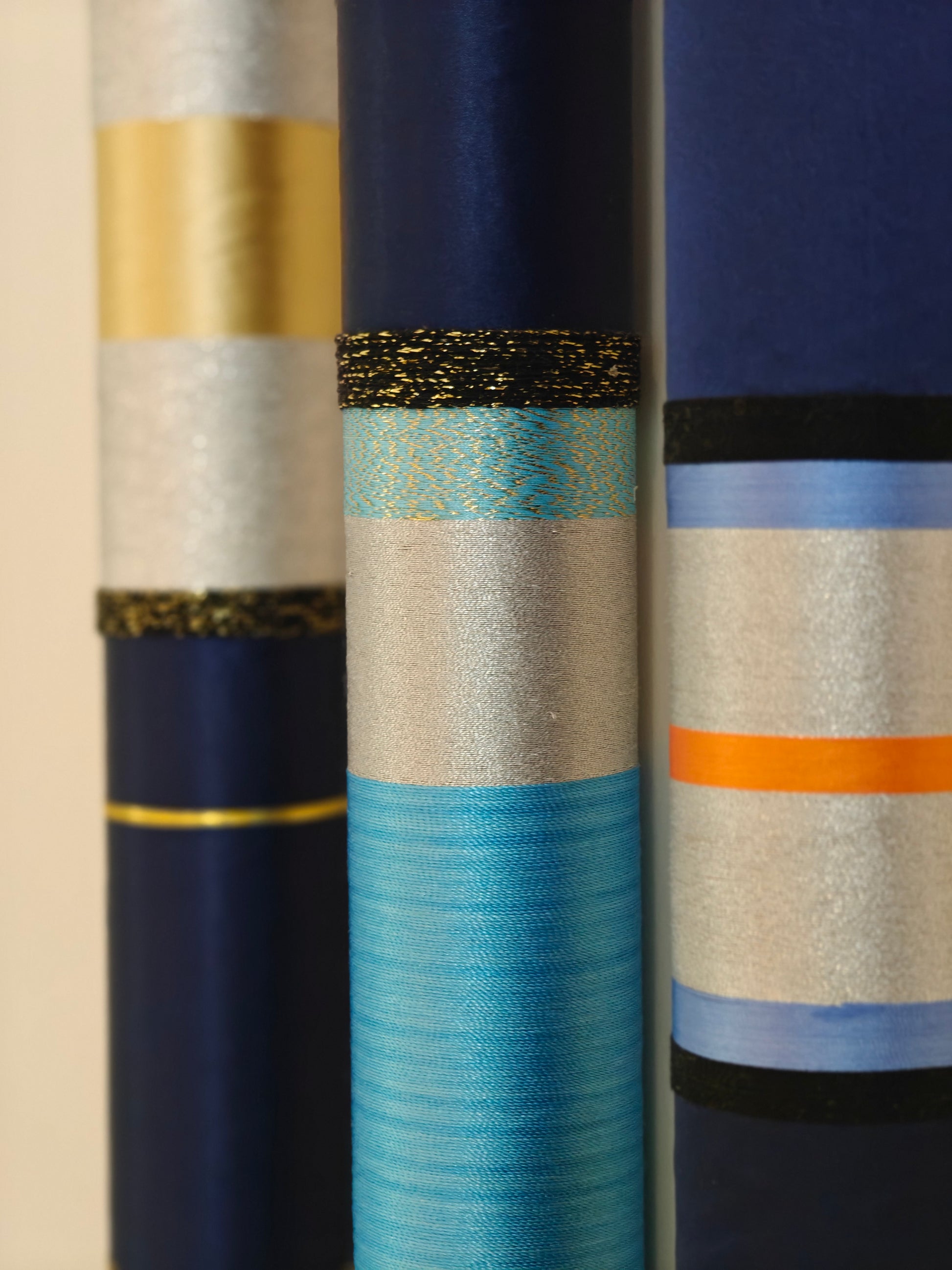 Azure Horizon Handmade Tube Wall Sculpture — 3-Piece Set