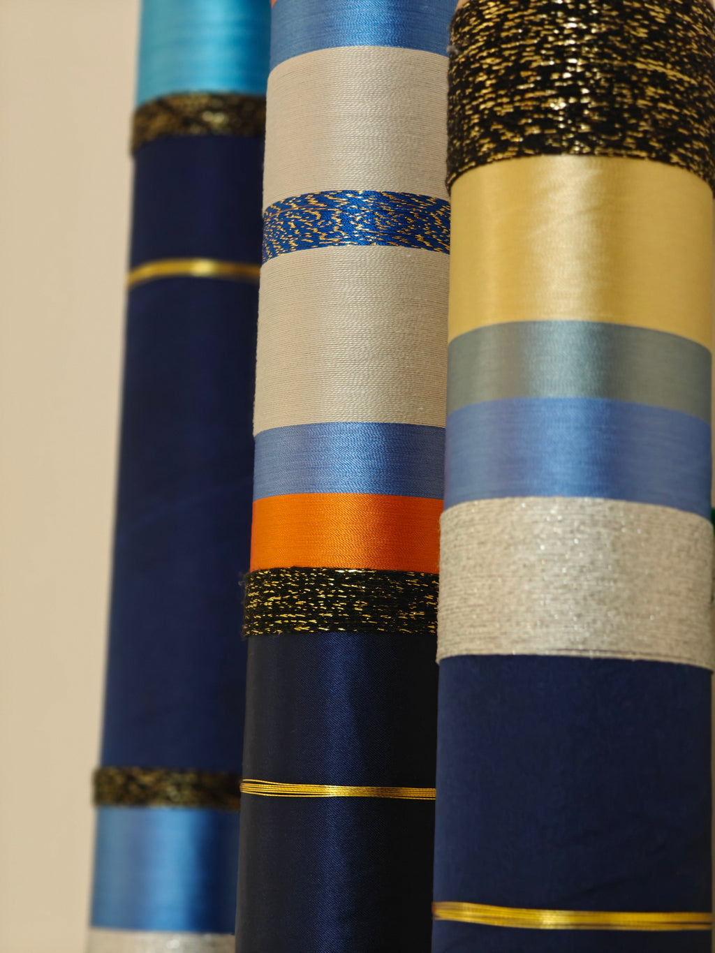 Azure Horizon Handmade Tube Wall Sculpture — 3-Piece Set