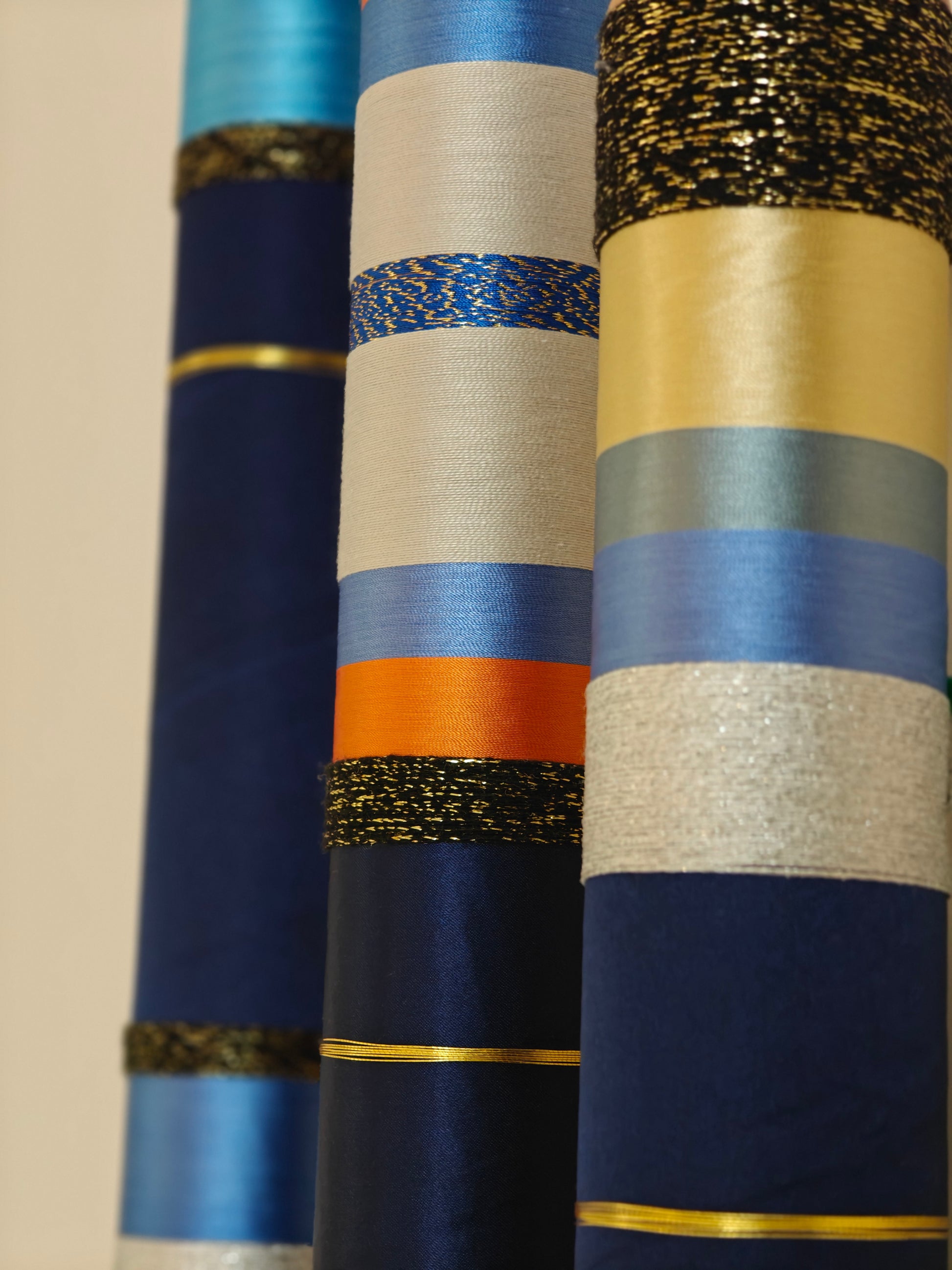 Azure Horizon Handmade Tube Wall Sculpture — 3-Piece Set